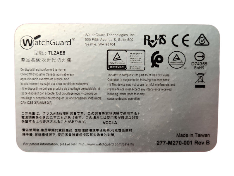 WatchGuard Firebox M270 8-Port Firewall Security Appliance, Factory Reset