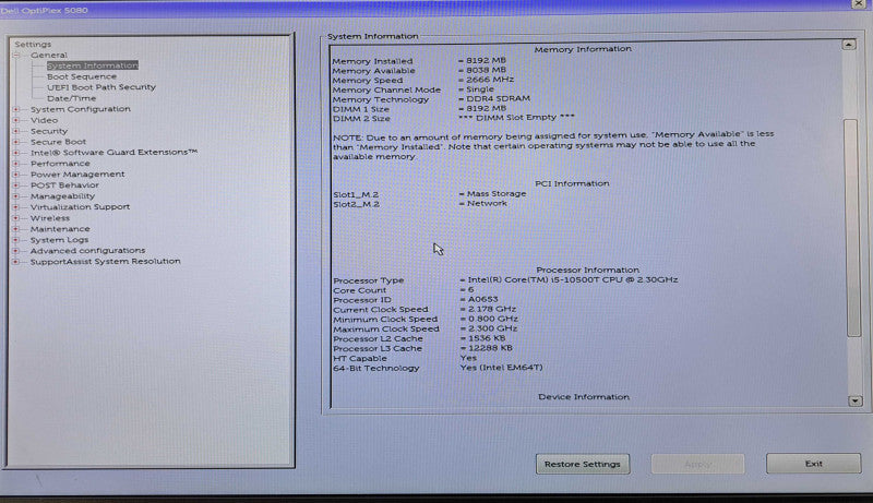 Dell OptiPlex 5080 Micro | i5-10500T @2.30GHz, 16GB DDR4, 512GB NVMe, Wi-Fi