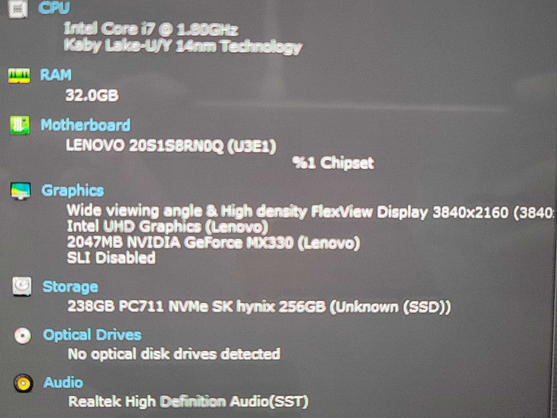 Lenovo ThinkPad T14 | 4K OLED| i7-10610U| 32GB DDR4| MX 330| 256GB SSD  Qβ Lap200