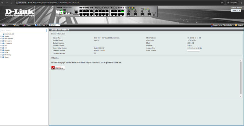 D-Link DGS-1510-28P POE Smart Switch w/ 2x 10G SFP+, Factory Rest