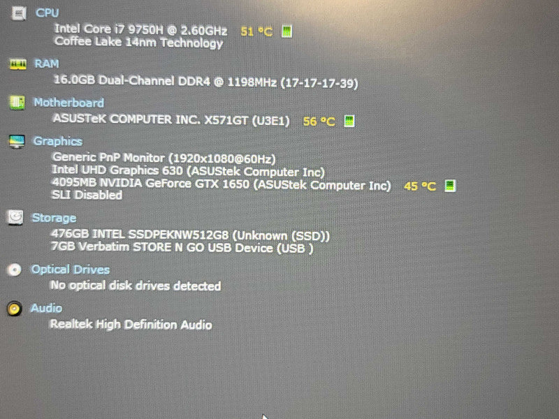 ASUS VivoBook K571| i7-9750H| 12GB DDR4| GTX 1650| 512GB SSD LOW BAT HEALTH β Lap200