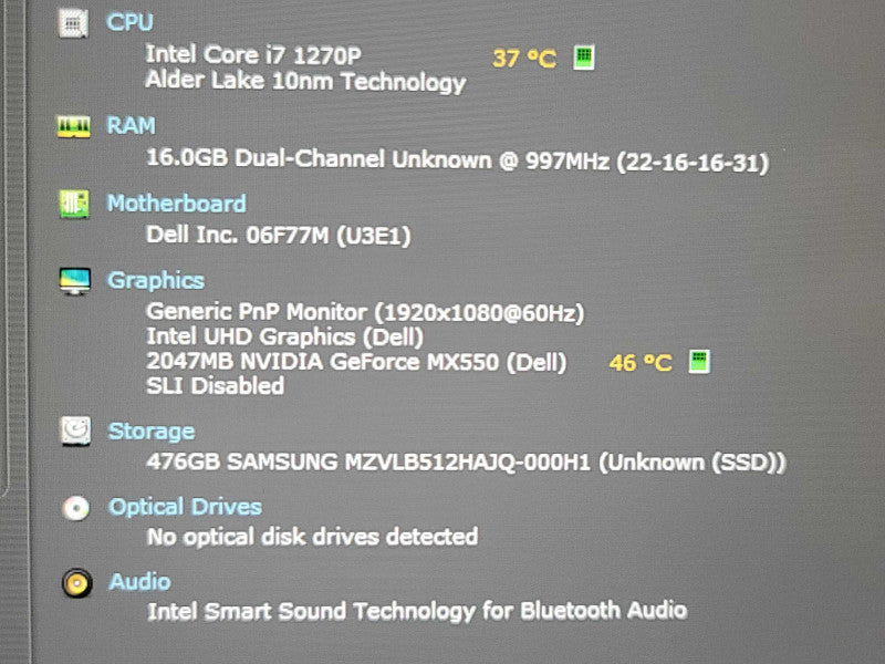 Dell Latitude 5431| i7-1270P| 16GB DDR5| MX550| 512GB SSD  β Lap200