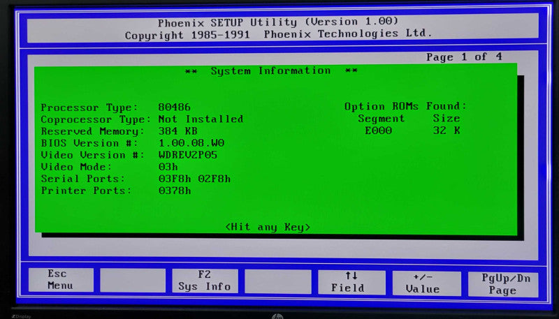 vintage Intel S486SX254F PC, 80486 CPU, with 1x memory stick, no HDD _