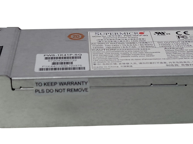 Supermicro PWS-1K41P-SQ 1400W 80 Plus Gold Redundant Server Power Supply Q_