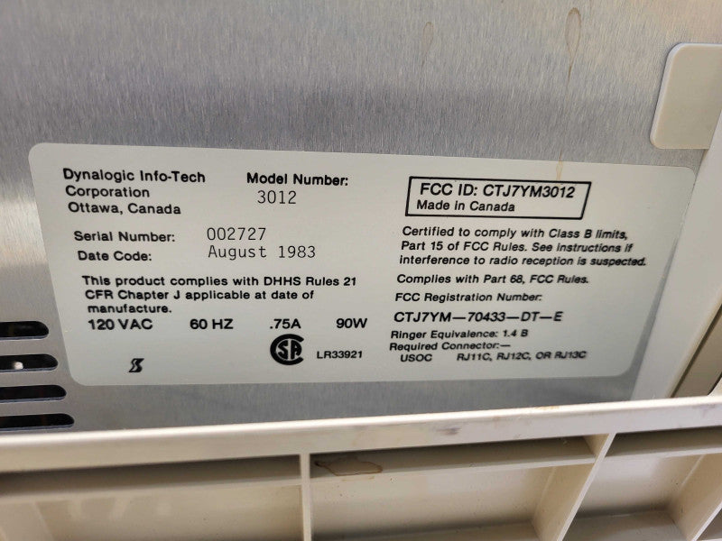 Vintage Dynalogic Info-Tech Hyperion computer 3012 READ $