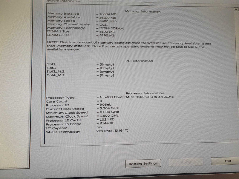 Dell OptiPlex 3070 SFF i3-9100 @ 3.6GHz 16GB RAM