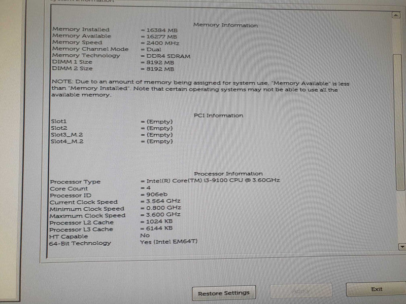 Dell OptiPlex 3070 SFF i3-9100 @ 3.6GHz 16GB RAM READ