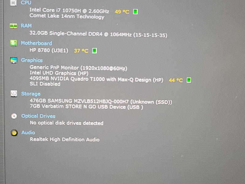 HP ZBook Fury 17 G7| i7-10750H| 32GB DDR4| Quadro T1000 w/ Max Q| 512GB NVMe β Lap200