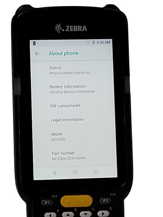 Zebra Zebra MC330K-GE3HA3RW Android Barcode Scanner Factory Reset  _
