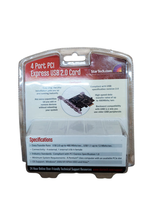 StarTech 4 Port PCI Express USB 2.0 Card | PEX400USB2 | New