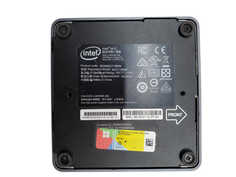 Intel NUC7i3BNK Mini PC | Intel Core i3-7100U @ 2.40GHz | 4GB DDR4 | No HDD