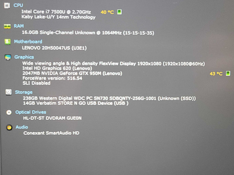 Lenovo ThinkPad E570| i7-7500U| 16GB DDR4| GTX 950M| 256GB SSD  β BudLap