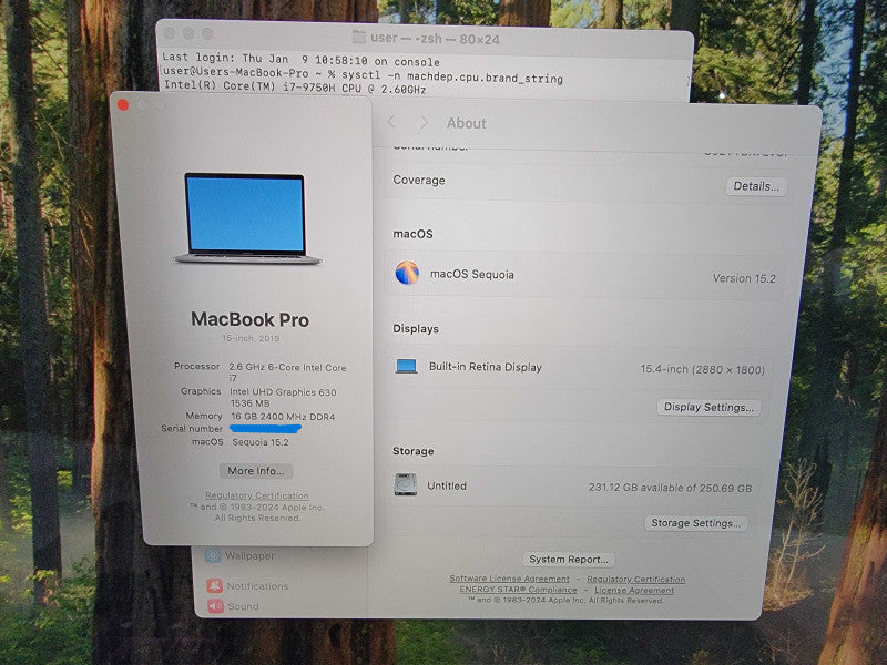 Apple MacBook Pro 15" 2019 A1990 | 6-Core i7-9750H 16GB DDR4 250GB SSD - READ