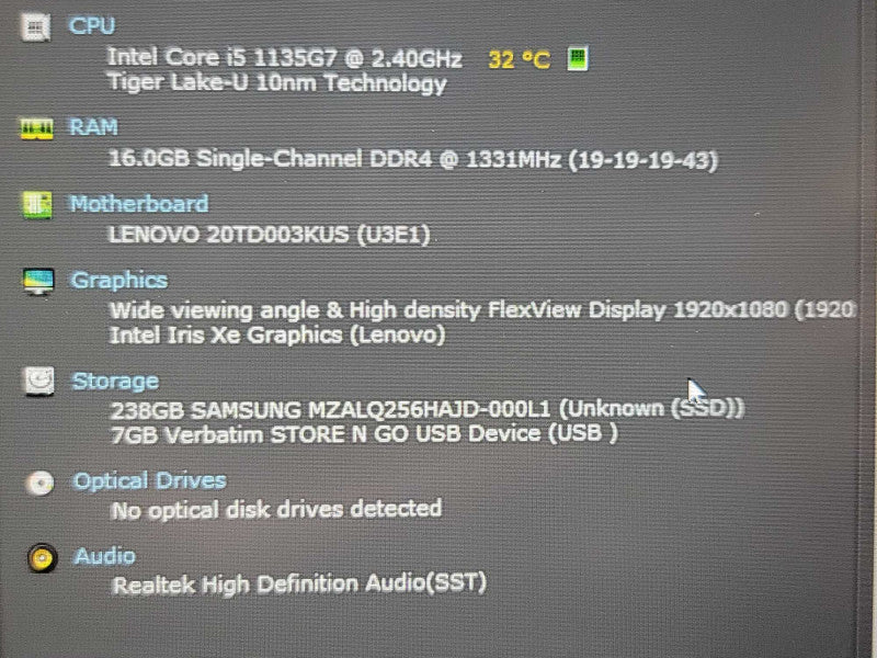 Lenovo ThinkPad E15| i5-1135G7| 16GB DDR4| 256GB SSD  Qβ Lap200