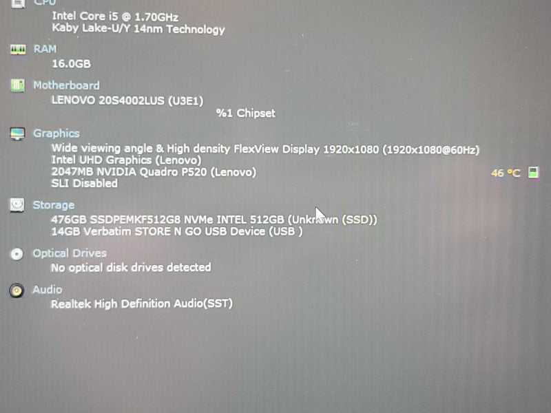 Lenovo ThinkPad P14s| i5-10310U| 16GB DDR4| Quadro P520| 512GB SSD  β Lap200