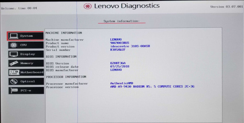 Lenovo IdeaCentre 310S | AMD A9-9430 R5 | 16GB RAM | NO HDD