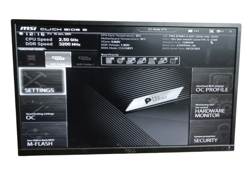 Intel i5-12400 MSI Pro B760M-A 16GB DDR4 Tower Desktop