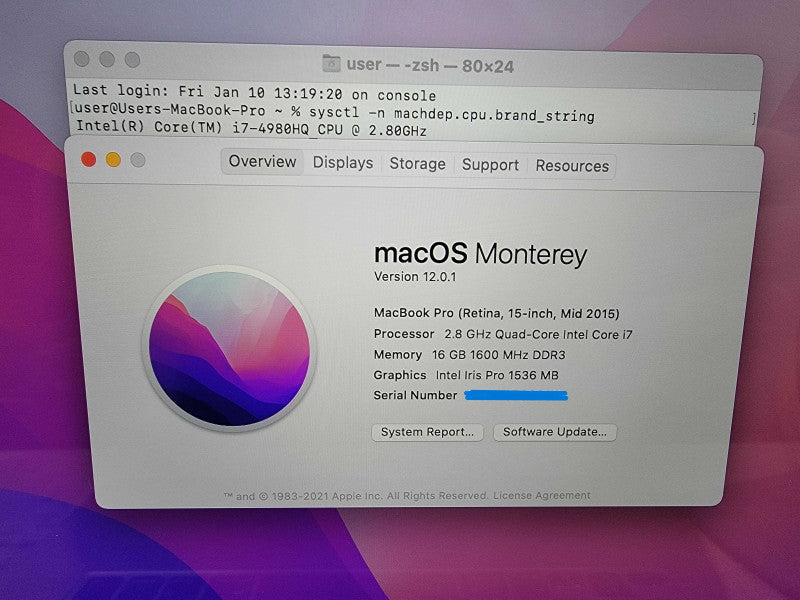 Apple MacBook Pro 2015 A1398 15" | i7-4980HQ @2.8GHz | 16GB DDR3 | 512GB SSD