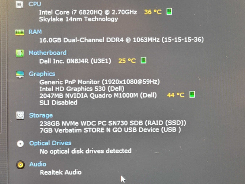 Dell Precision 5510| i7-6820HQ| 16GB DDR4| Quadro M1000M| 256GB SSD  β Lap200