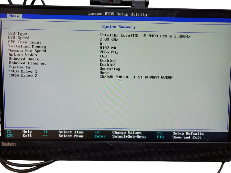 Lenovo ThinkCentre M820z AIO 21.5" i5-8400 2.8GHz RAM 8GB - NO HDD [Read]