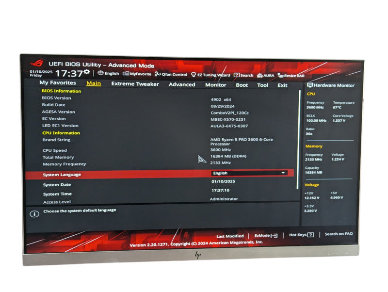 ASUS ROG Crosshair VIII Impact AM4 Ryzen 5 3600 16GB RAM 512GB NVMe  -