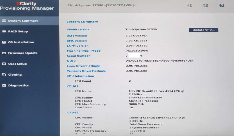 Lenovo ThinkSystem ST550, 2x Xeon Silver 4114 2.2GHz, 32GB, RAID 930-16i 4GB _