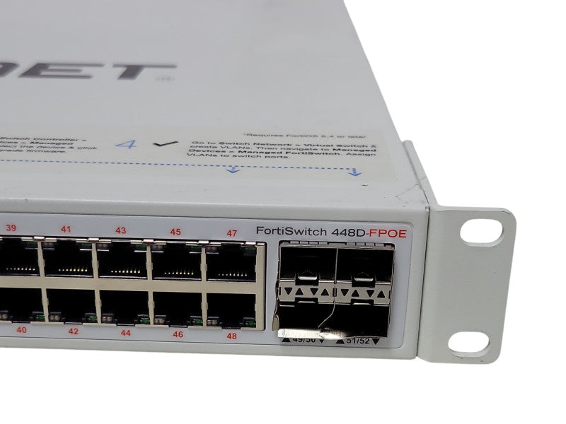 Fortinet Fortiswitch FS-448D-FPOE 48Port Gig Managed PoE Switch, READ _