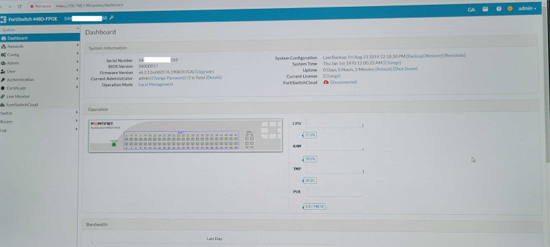 Fortinet Fortiswitch FS-448D-FPOE 48Port Gig Managed PoE Switch, READ _