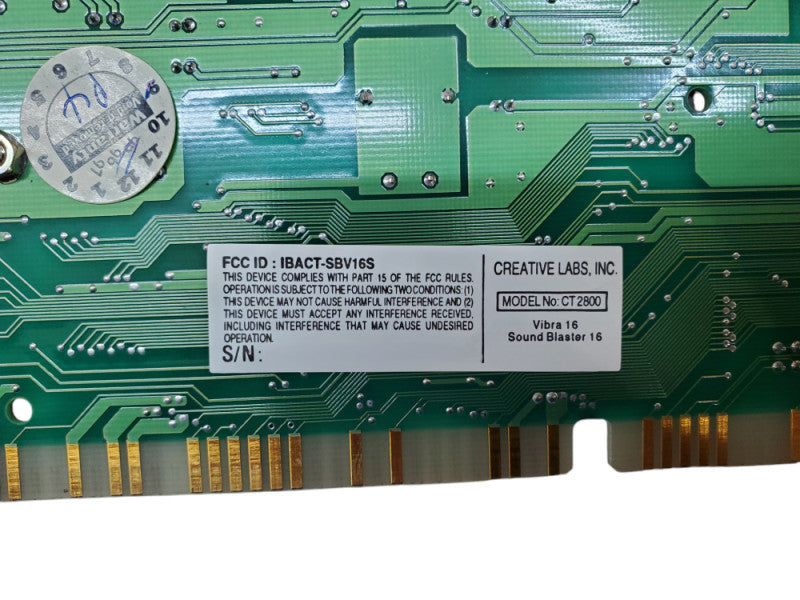 Creative Labs SoundBlaster SB 16 CT2800 Vibra16S ISA Sound Card