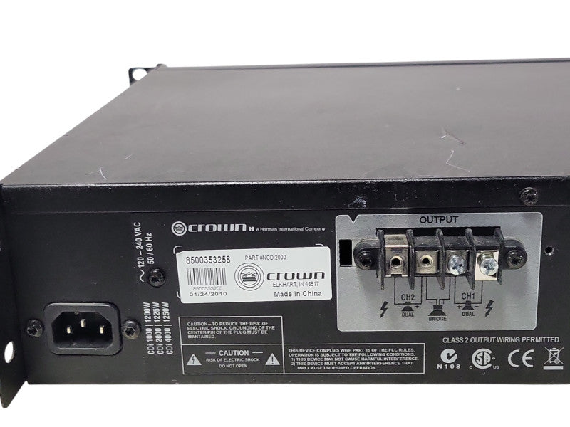 Crown CDi 2000 2-Channel Power Amplifier, READ _