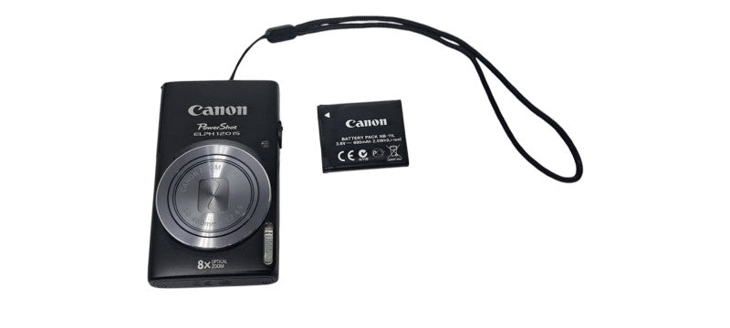 Canon Powershot Elph 120 IS Black 8x Zoom Digital Camera | W/ Battery