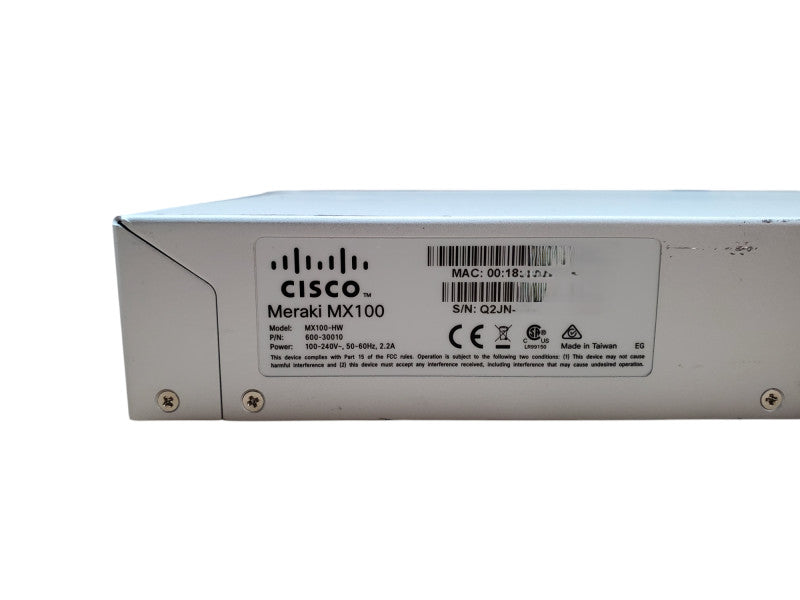 Cisco Meraki MX100-HW Cloud Managed Security Appliance | [UNCLAIMED]