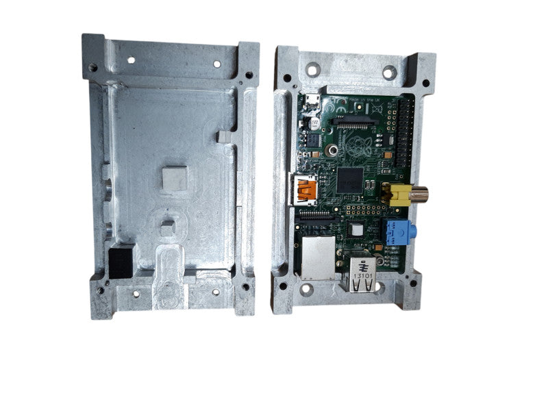 Raspberry Pi 1 Model B, w/ steel enclosure, 1x HDMI port