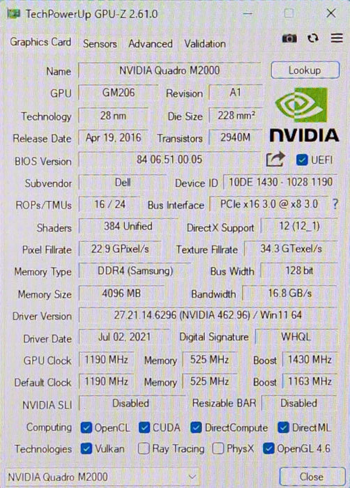 Nvidia Quadro M2000 4GB GDDR5 4x Display Ports Graphics Card