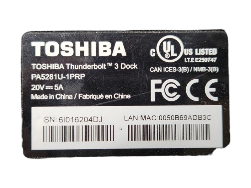 Toshiba Thunderbolt 3 Docking Station - PA5281U-2PRP w/ Power Adapter