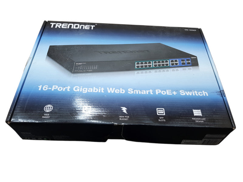 TRENDnet 16-Port Gigabit Web Smart PoE+ Switch, TPE-1620WS, 185W POE