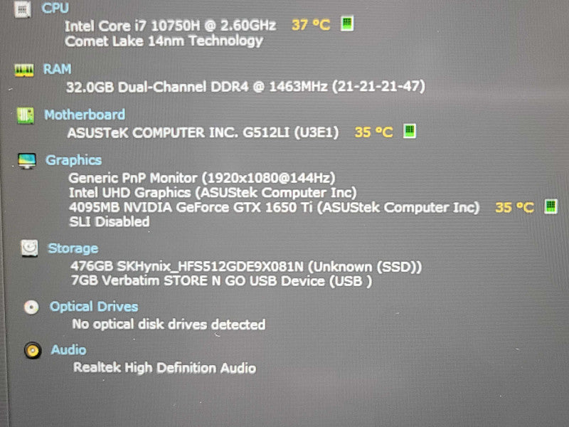 ASUS ROG G15 15.6" |i7-10750H | 32GB DDR4| GTX 1650 Ti| 512GB SSD  β Lap200