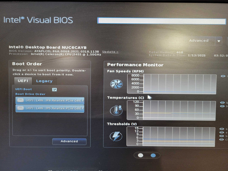 Intel NUC NUC6CAY Mini PC | Celeron J3455 @1.50GHz, 4GB DDR3, No HDD/OS !