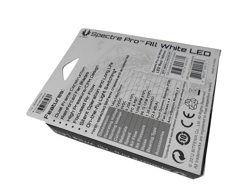 Spectra Pro All White LED Red 140mm  =