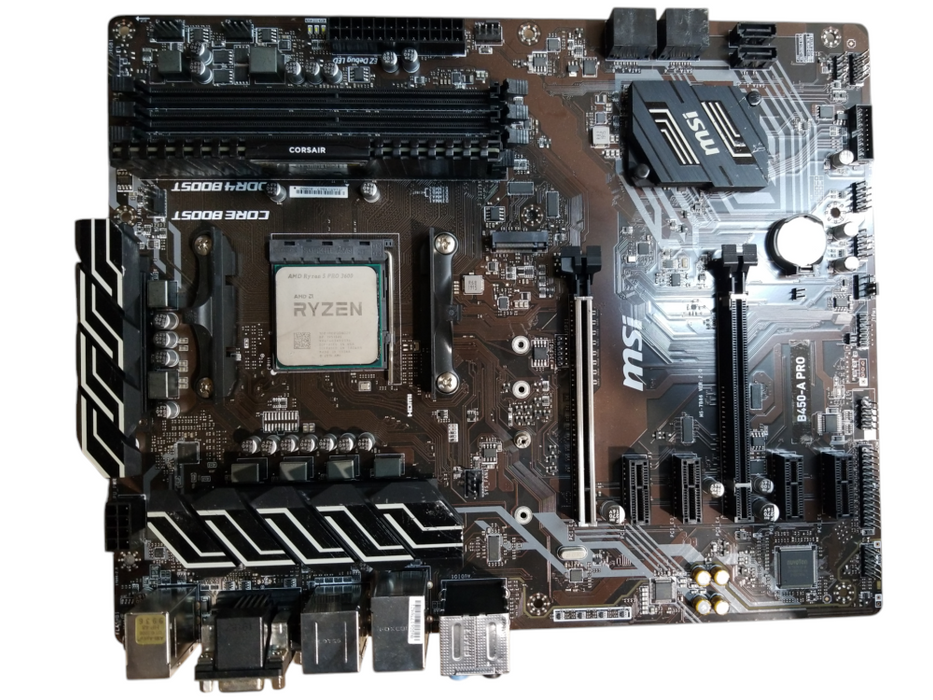 MSi Motherboard B450-A PRO, With AMD Ryzen 5 PRO, 16GB RAM - NVIDIA  P1000 Q