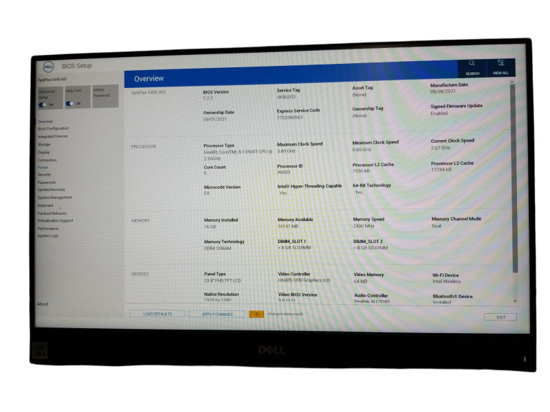Dell OptiPlex 5490 All-in-One | Intel i5-10500T @2.30GHz | 16 GB RAM | NO HDD
