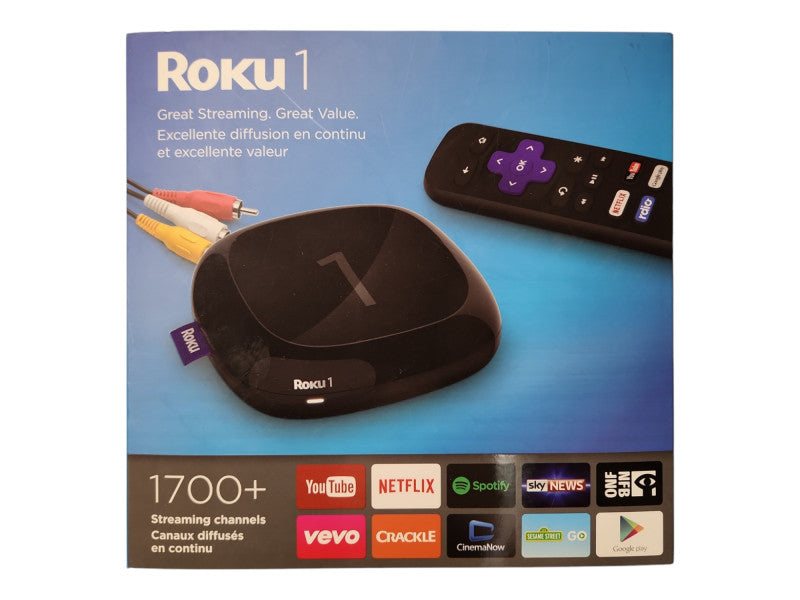 Roku 1 Media Streamer w/ Power Cord & Remote, Tested & Rest