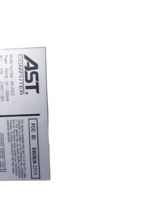 Vintage AST Computer PS/2 Keyboard Model: KB-2323 =