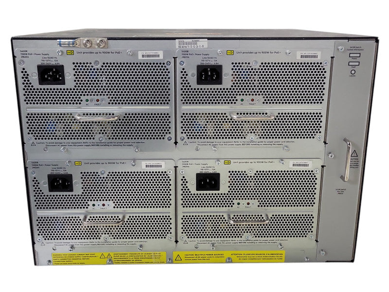 HPE Aruba 5412R zl2 switch w/ 6x J9990A, 1x J9827A, 2x J9987A, 4x PSU, SEE _