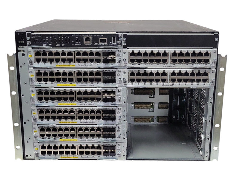 HPE Aruba 5412R zl2 switch w/ 6x J9990A, 1x J9827A, 2x J9987A, 4x PSU, SEE _