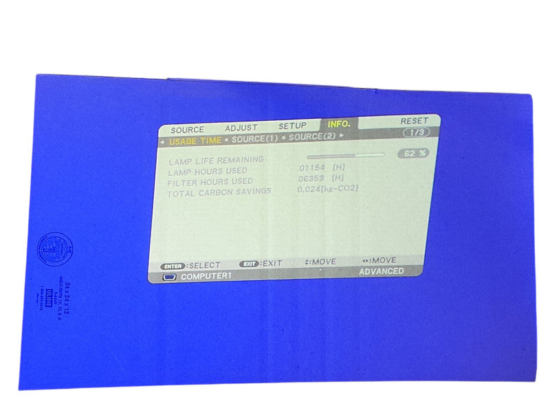NEC NP-PA500X 1920x1200 Projector Long-Throw Zoom Lens, Lamp Hour: 1154Hrs