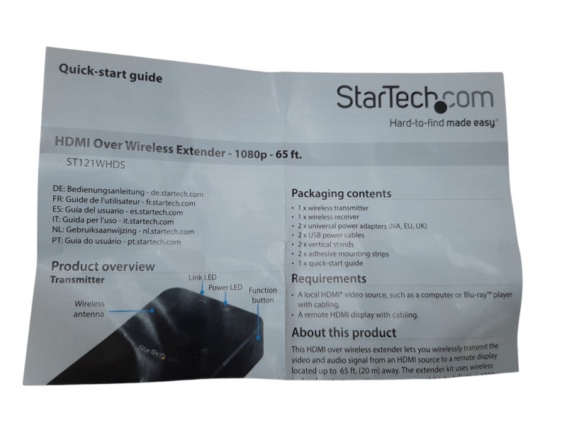 Open-Box StarTech HDMI over Wireless Extender Kit ST121WHD2, 1080p, 65ft 20m