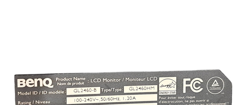BENQ GL2460-B LCD Monitor 24 inch 100-240V 50/60Hz HDMI, VGA, DVI