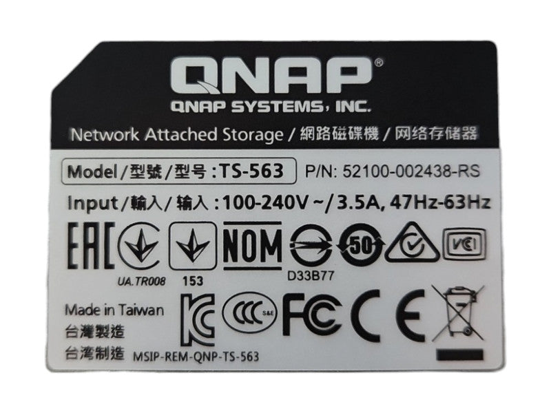 QNAP TS-563 5-Bay NAS, AMD GX-420MC, 2GB RAM, 5x 3TB HDDs