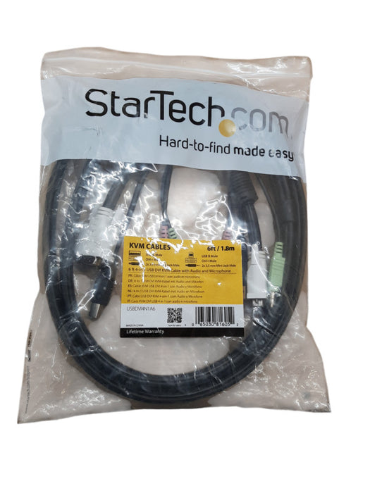 StarTech KVM Cables, 6ft 4in1 USB DVI KVM Cable with Audio & Microphone Q